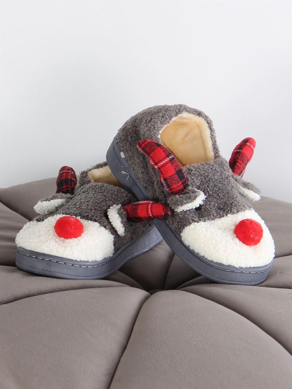 Rudolf - Söta beigefärgade ren-tofflor